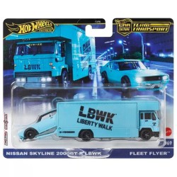 Hot Wheels premium Nissan Skyline 2000GTR LBWK + Fleet Flyer - Team Transport