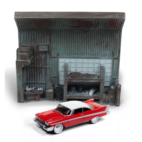 Johnny Lightning 1958 Plymouth Fury Diorama Christine Includes Darnell's Garage interior