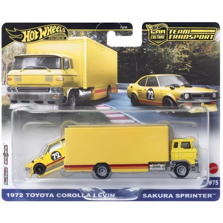 Hot Wheels premium 1972 Toyota Corolla Levin + Sukura Sprinter truck - Team Transport